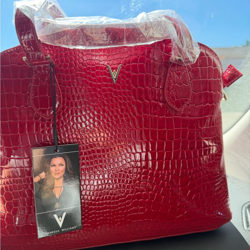VANESSA WILLIAMS Lush Round Red Crocodile Satchel - Picture 14 of 16